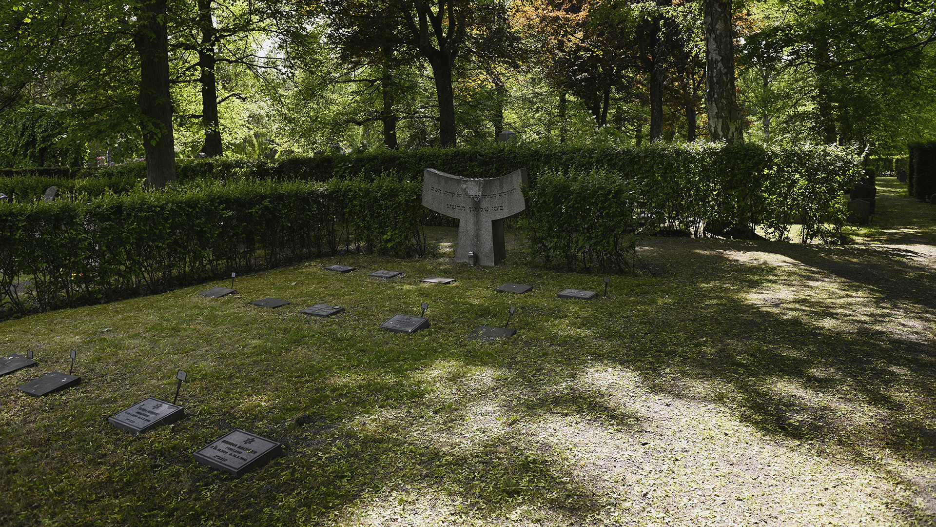 Norra judiska begravningsplatsen med träd i bakgrunden