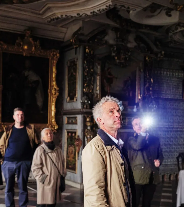 Visitors in one of the castle rooms.