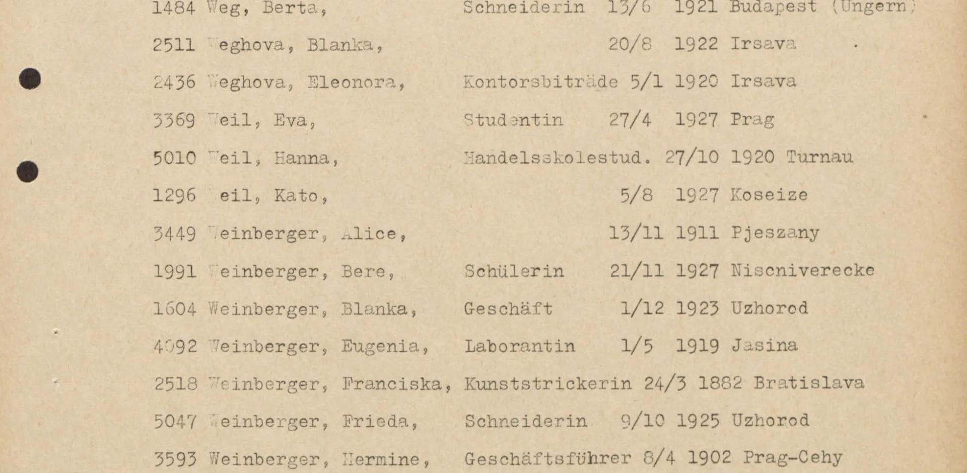 Lista från UNRRA över personer som ska åka till Sverige där Eugenies namn är med.