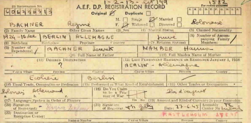 Postwar Registration Card