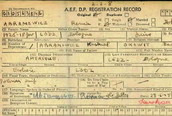 Postwar Registration Card