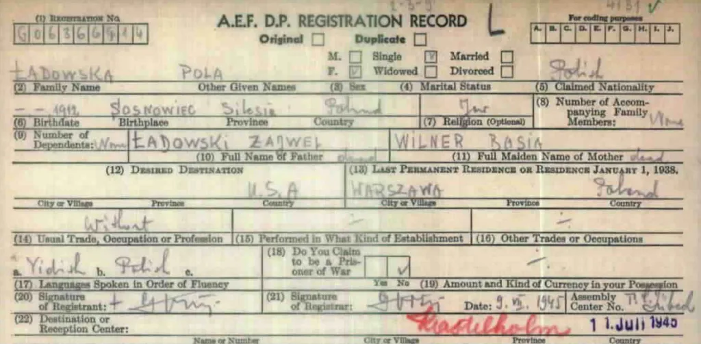 Postwar Registration Card.