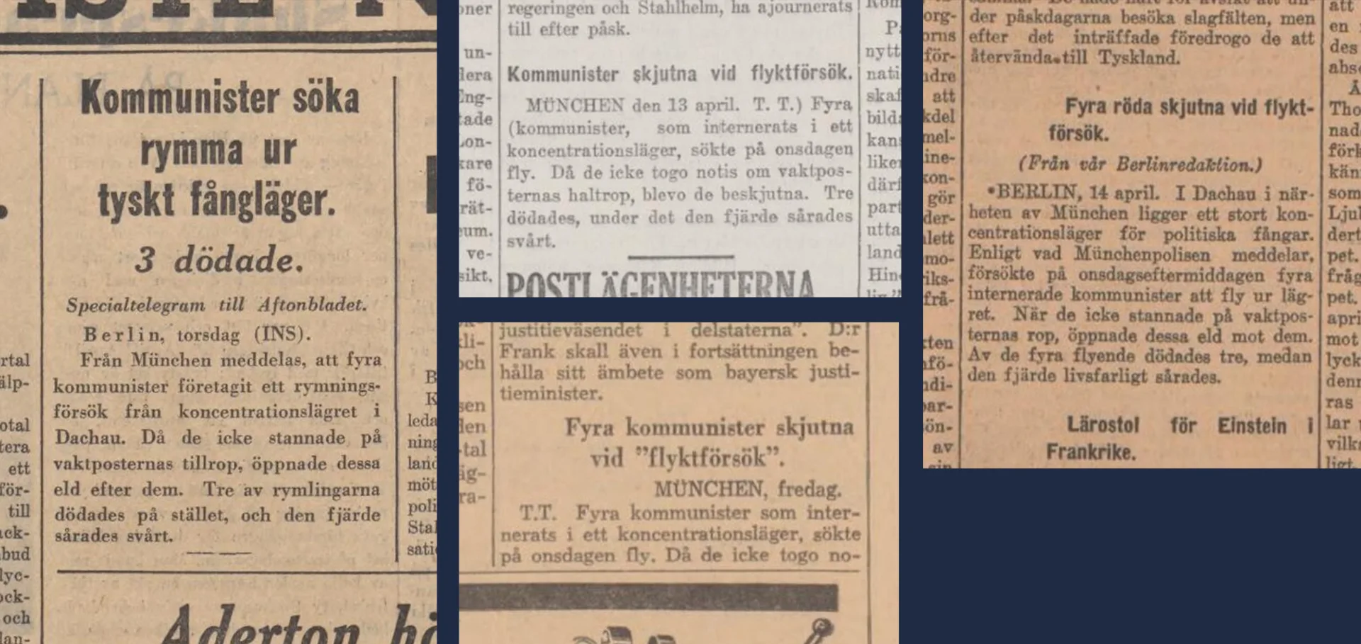 Fyra notiser från tidningar.
